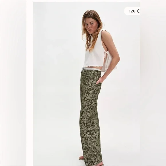 FP Movement by Free People Green Patterned Wide Leg Pants 100% cotton - Picture 4 of 16